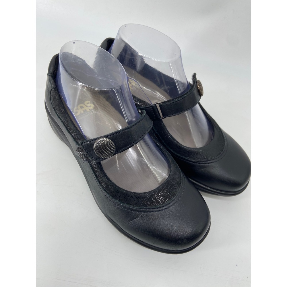SAS Shoes Women 6.5 M Black Step Out Mary Jane Comfort Walking Flats Orthopedic